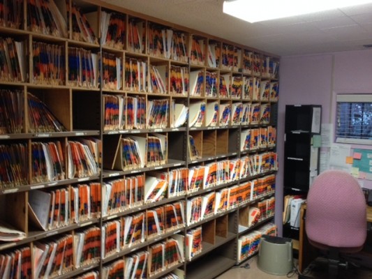 Photo of medical records left behind by Berkeley Health Center. Photo taken by Sam Levin. 
