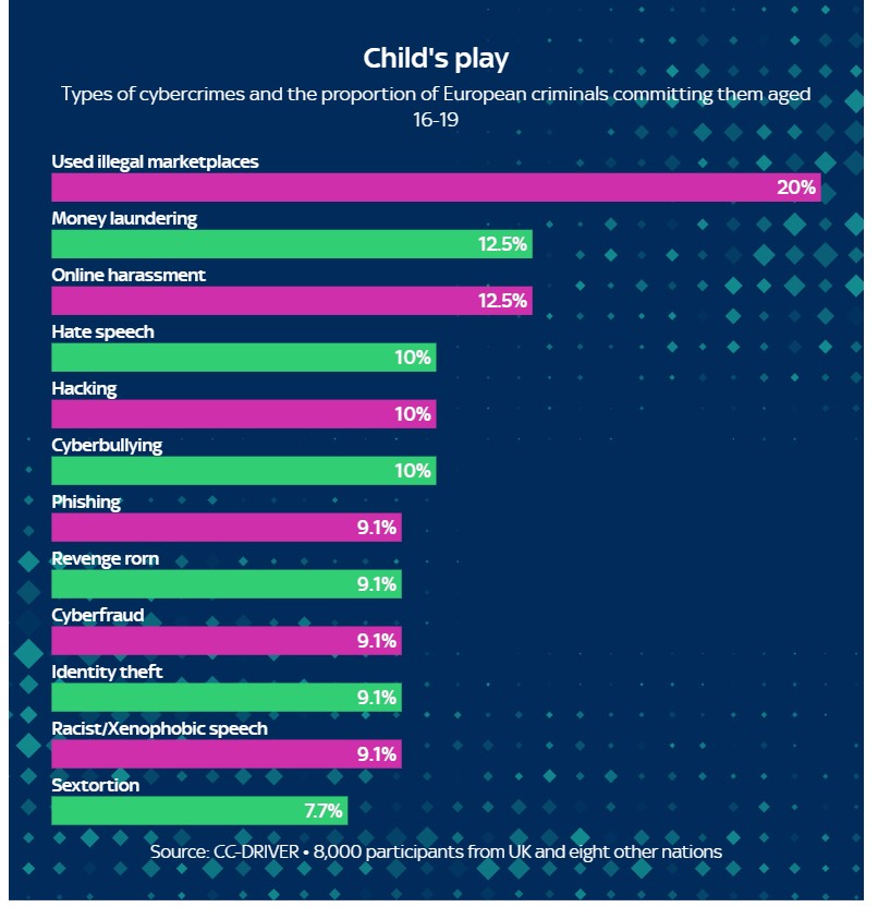 Most common motivations for crimes for youth aged 16-19 in CC-Driver report