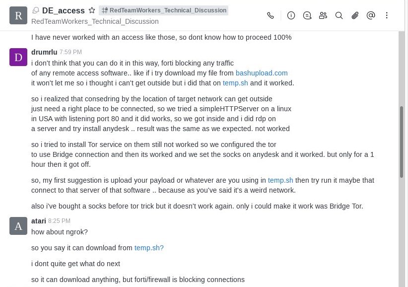 Partial chat between "DE_access" and "drumrlu" about access issues. 