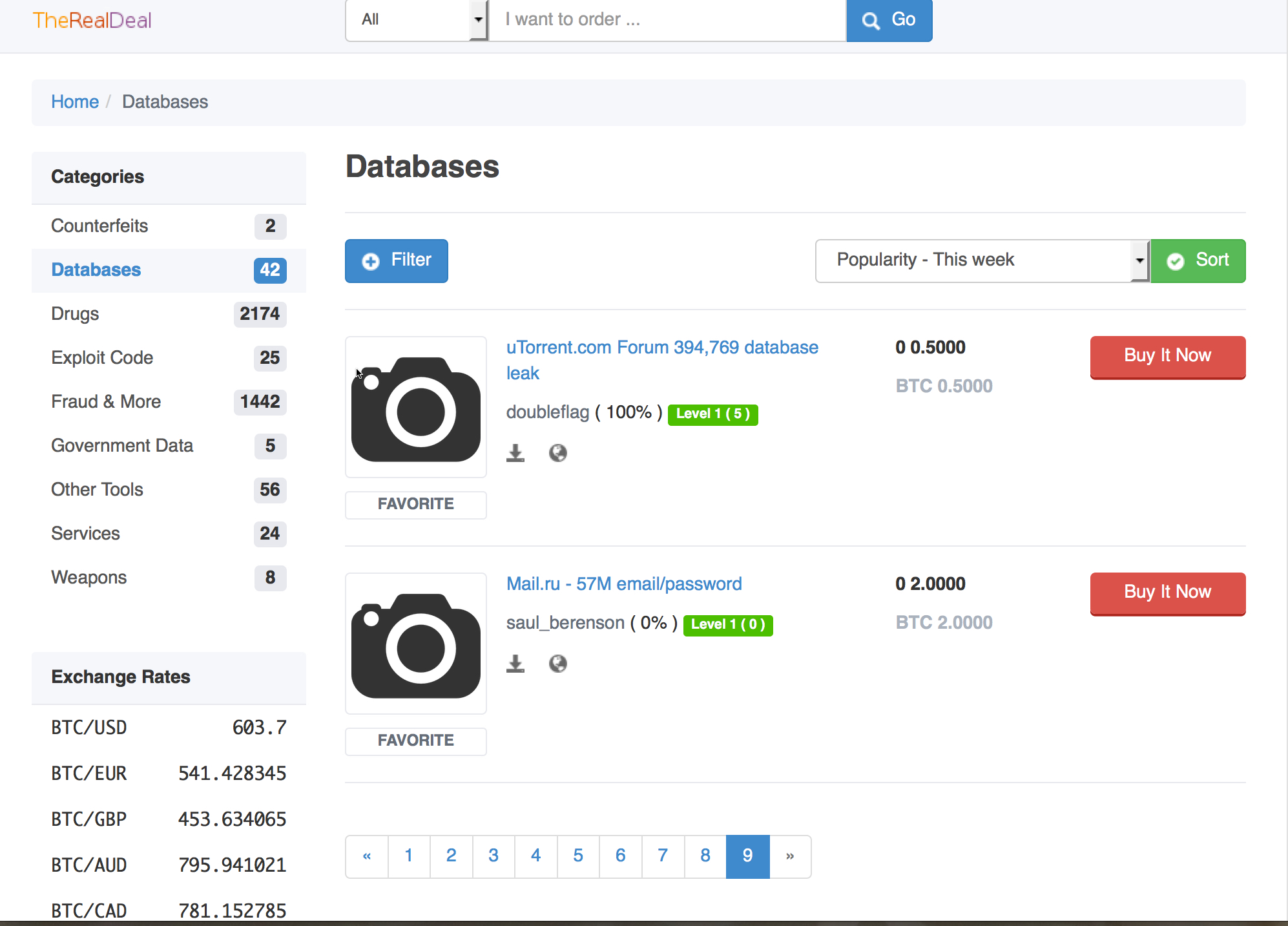 The uTorrent and Mail.ru databases have also been listed for sale.