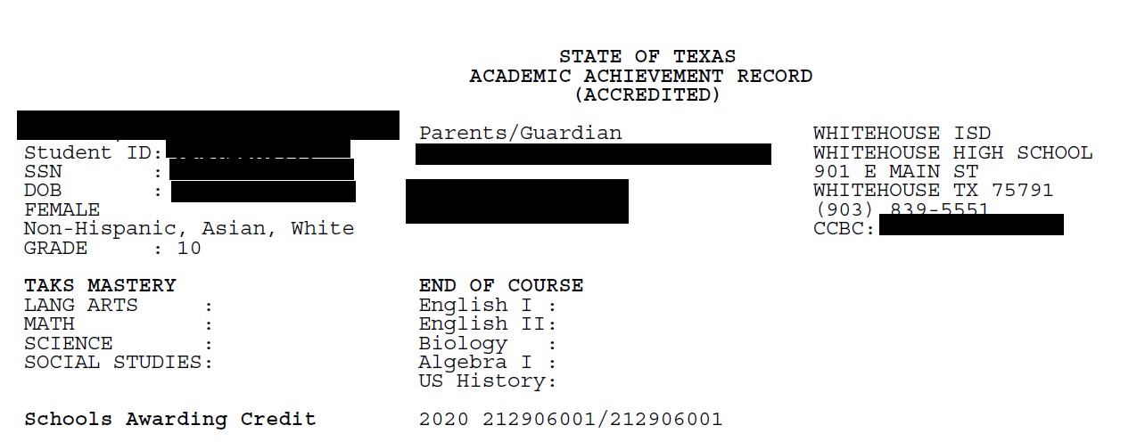 Texas Achievement Record 