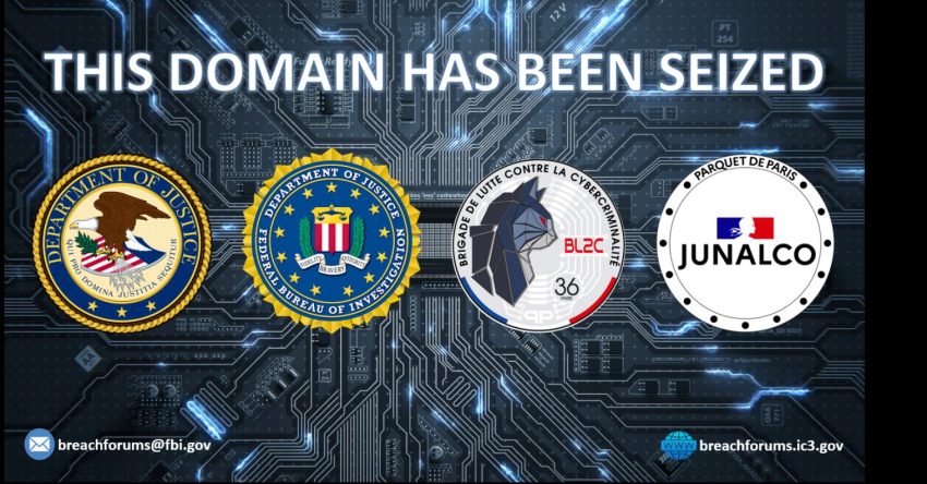 This Domain Has Been Seized Shields/logos from: US Department of Justice, FBI, BL2C, and JUNALCO