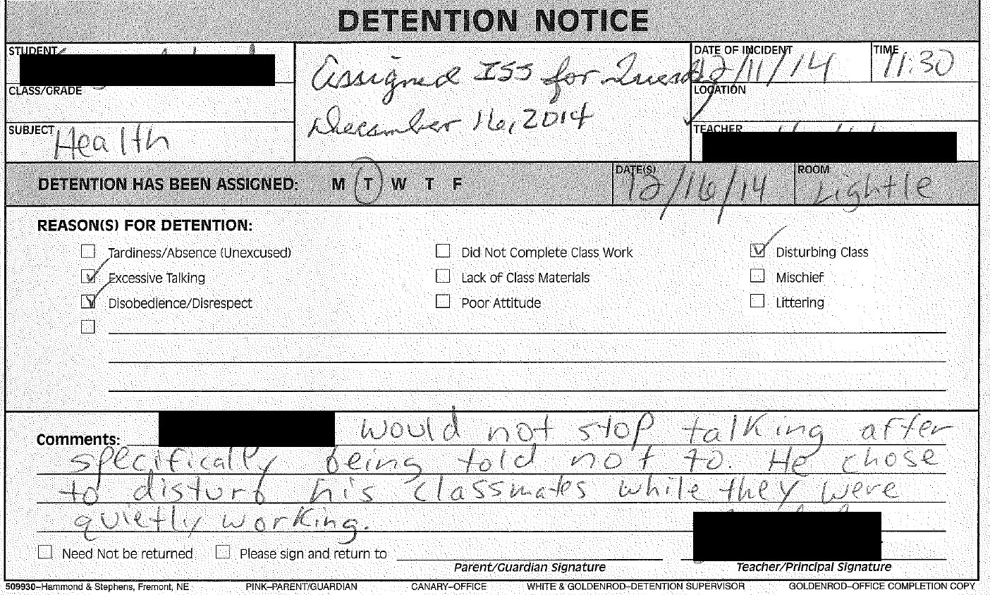 Detention Referral in 2014