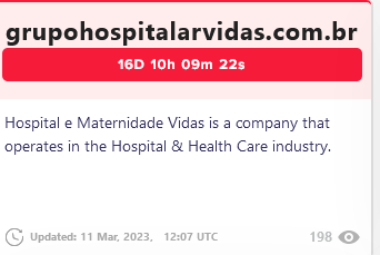 Listing on LockBit site says "Hospital e Maternidade Vidas is a company that operates in the Hospital & Health Care industry. " The listing links to grupohospitalarvidas.com.br 