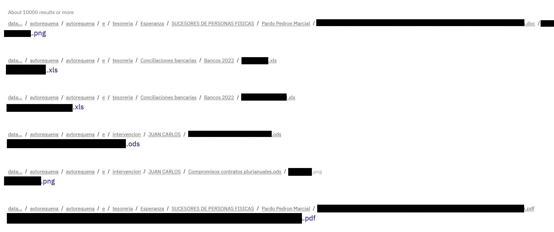 Screenshot of some filenames in leak by BlackCat. Redacted by DataBreaches.net